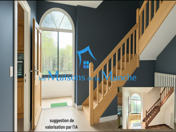 Grande maison en pierre avec grand terrain arboré, aux portes de Saint-Hilaire-du-Harcouët