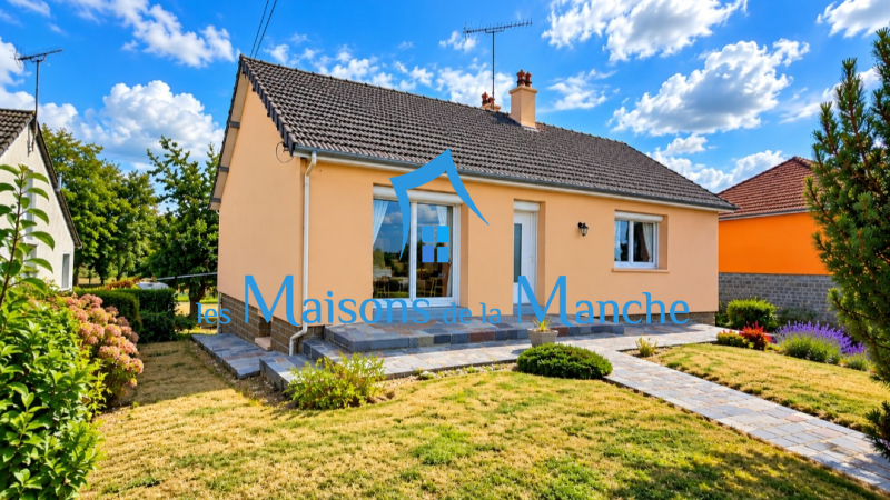Maison avec 2 chambres sur sous-sol complet avec terrain de 1 187 m² et vue sur la campagne à Poilley