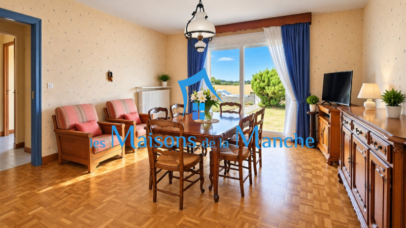 Maison avec 2 chambres sur sous-sol complet avec terrain de 1 187 m² et vue sur la campagne à Poilley