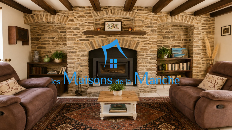 Maison de caractère en pierre avec jardin arboré et ancien four à pain – Brécey