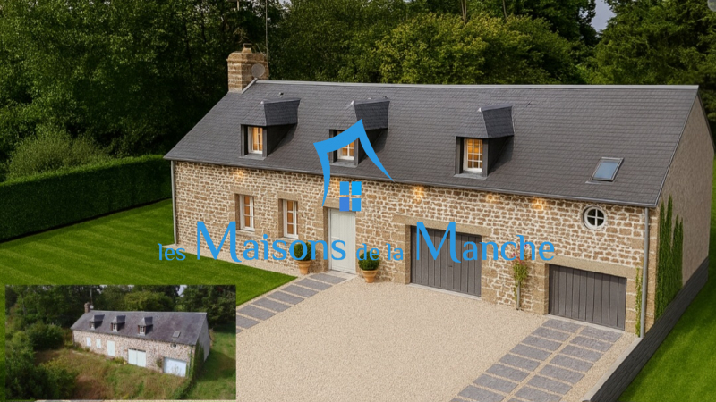 Jolie longère à rafraîchir à Montjoie-Saint-Martin, proche Saint-James