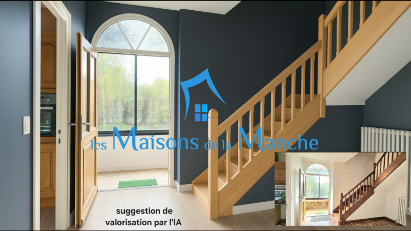 Grande maison en pierre avec grand terrain arboré, aux portes de Saint-Hilaire-du-Harcouët