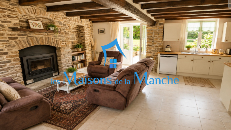 Maison de caractère en pierre avec jardin arboré et ancien four à pain – Brécey